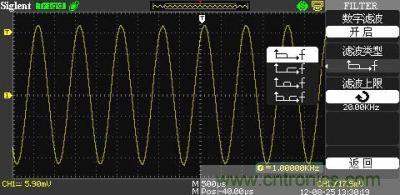 1KHz信號 ，打開數(shù)字濾波，測量值為1KHz