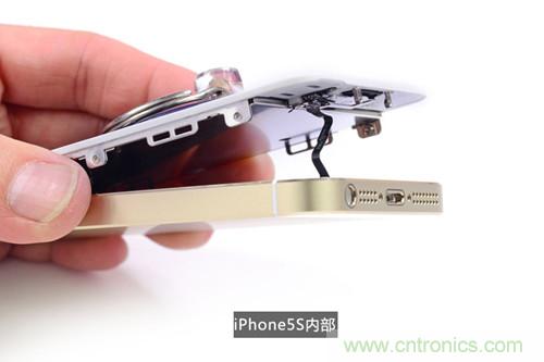 土豪金iPhone 5S拆解：內(nèi)部結構升級，維修難度增加