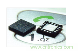  MEMS加速度計，封裝尺寸為4mm × 4mm × 1.45mm。