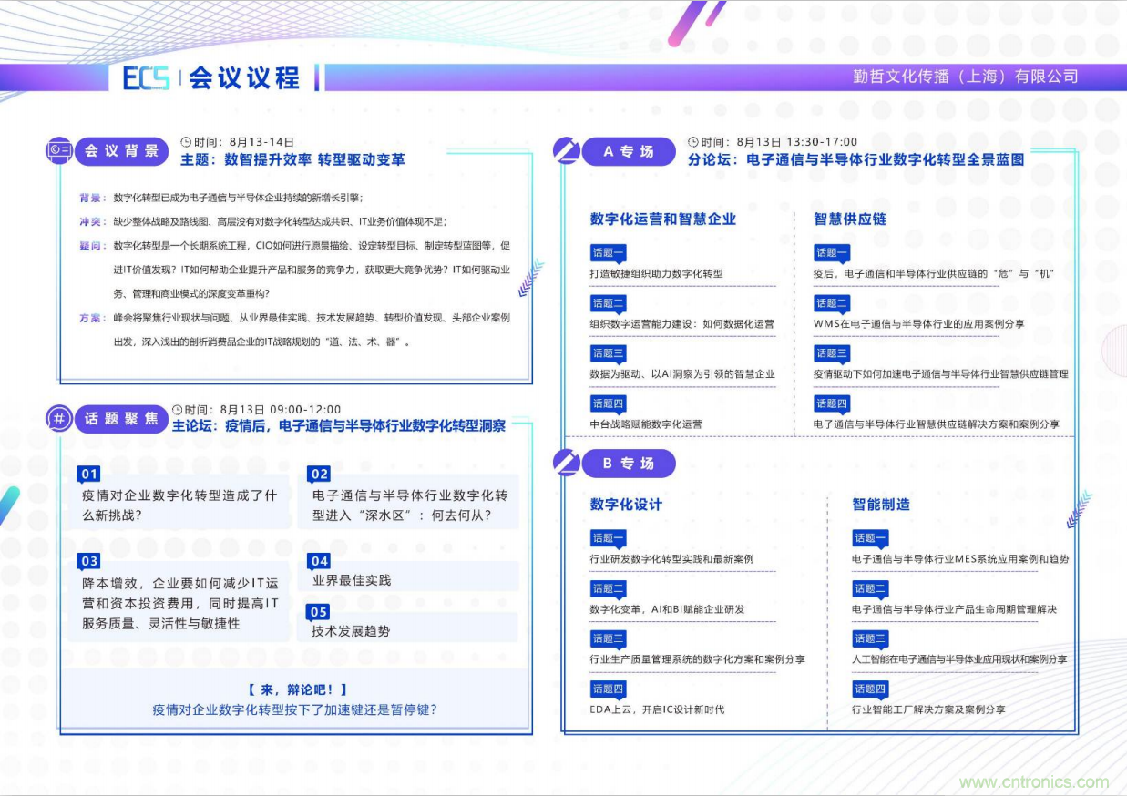 ECS 2020|第二屆中國電子通信與半導體CIO峰會正式啟動！
